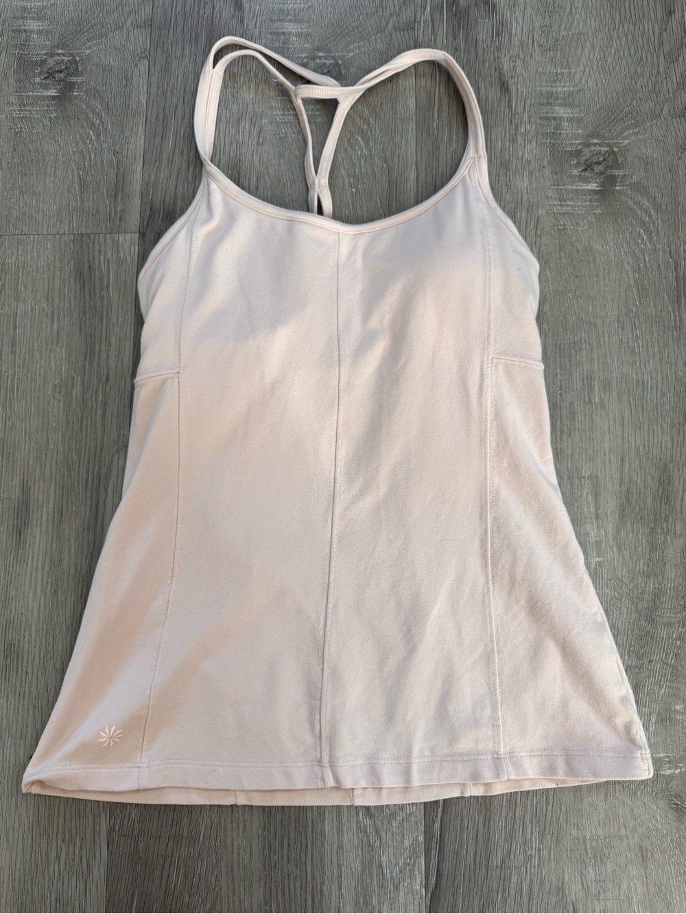 Athleta Women's Pale Pink Racerback Tank Top Built-In Bra Padded Size Small